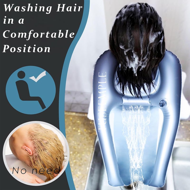 Tuseemple Portable Shampoo Bowl for Home, Portable Hair Washing Station for Sink, Hair Washing Tray for Sink at Home (Silver) - Image 2